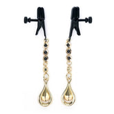 Broad Tip Clamp With Gold Accent Tear Drop Pendant